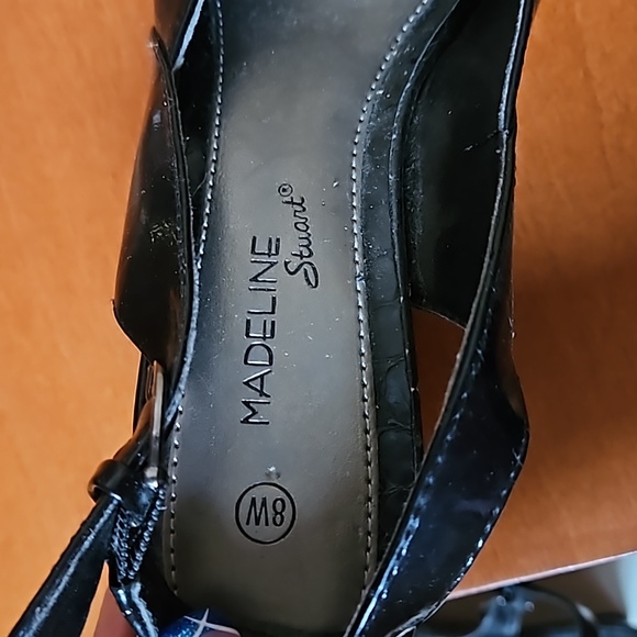 Madeline Stuart Wedge Pump Open Toe Shoes Size 8W Black - Picture 5 of 12